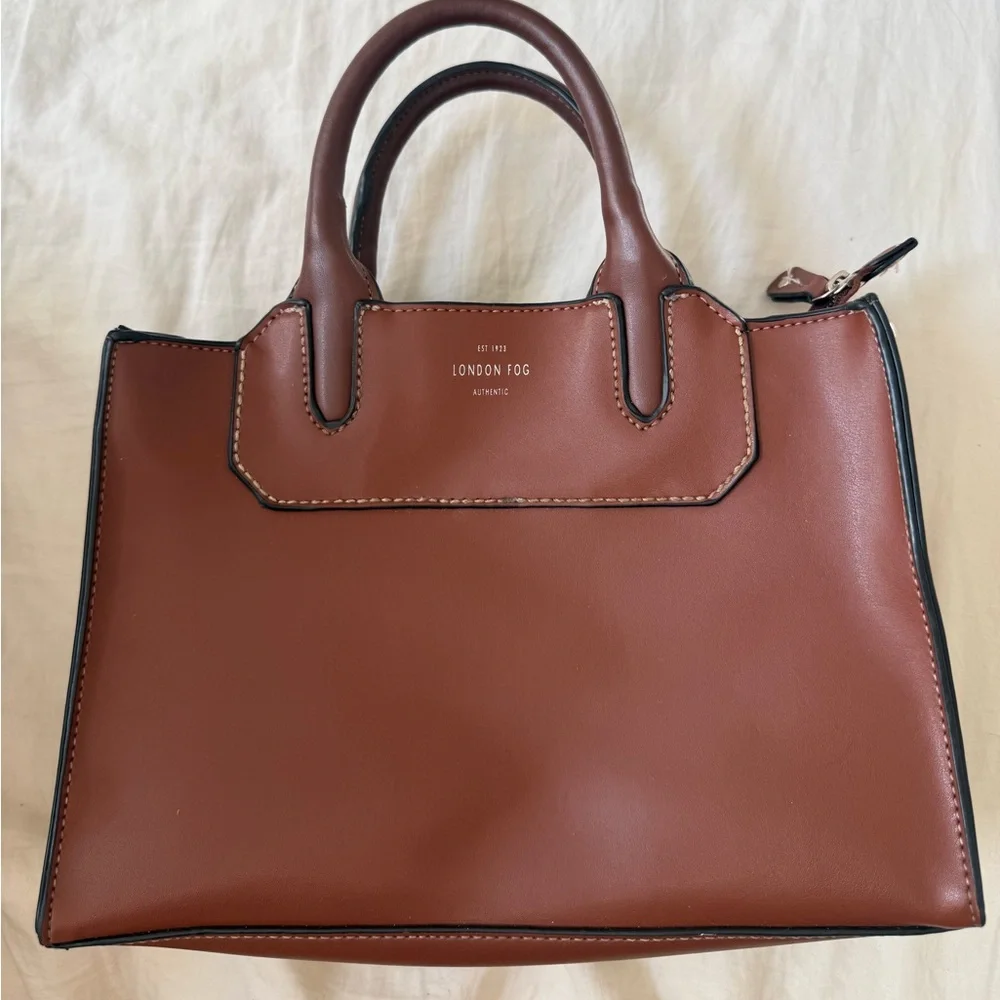 London Fog Chestnut Brown Structured Satchel